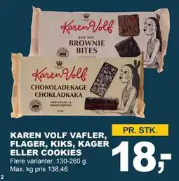 Let-Køb KAREN VOLF VAFLER, FLAGER, KIKS, KAGER ELLER COOKIES, DKK 18 tilbud