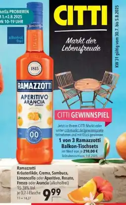 Citti Ramazzotti Kräuterlikör, Crema, Sambuca, Limoncello oder Aperitivo, Rosato, Fresco oder Arancia tilbud