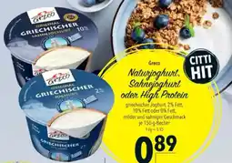 Citti Naturjoghurt. HIT Sahnejoghurt oder High Protein tilbud