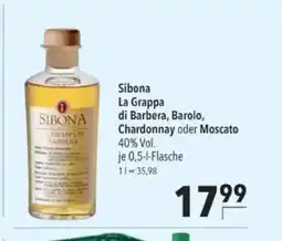 Citti Sibona La Grappa di Barbera, Barolo, Chardonnay oder Moscato 40% Vol. tilbud