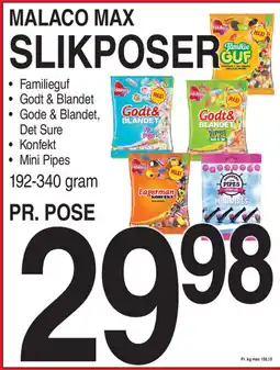 ABC Lavpris MALACO Max slikposer tilbud