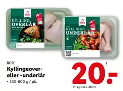Lidl ROSE Kyllingeover- eller -underlår tilbud