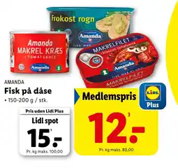 Lidl AMANDA Fisk på dåse tilbud