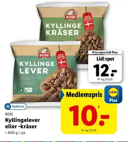 Lidl ROSE Kyllingelever eller -kråser tilbud