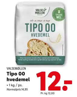 Lidl VALSEMØLLEN Tipo 00 hvedemel tilbud