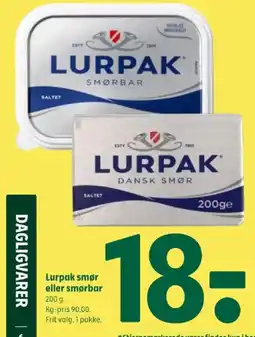 Coop 365 LURPAK smør eller smørbar tilbud