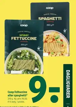 Coop 365 Coop fettuccine eller spaghetti tilbud