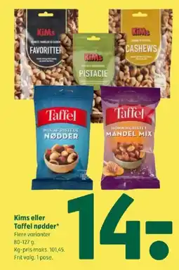 Coop 365 Kims eller Taffel nødder tilbud