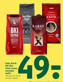 Coop 365 Coop, Karat, BKI eller Peter Larsen formalet kaffe tilbud