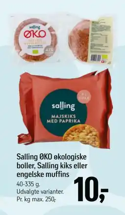 Føtex Salling ØKO økologiske boller, Salling kiks eller engelske muffins, DKK 10 tilbud