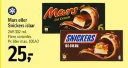 Føtex Mars eller Snickers isbar, DKK 25 tilbud
