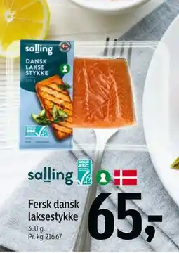 Føtex Fersk dansk laksestykke, DKK 65 tilbud
