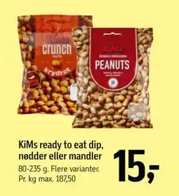 Føtex KiMs ready to eat dip, nødder eller mandler, DKK 15 tilbud