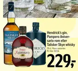 Føtex Hendrick’s gin, Pampero Aniversario rom eller Talisker Skye whisky, DKK 229 tilbud