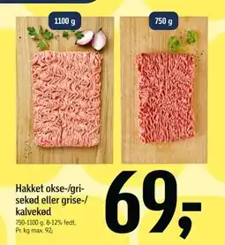 Føtex Hakket okse-/grisekød eller grise-/ kalvekød, DKK 69 tilbud