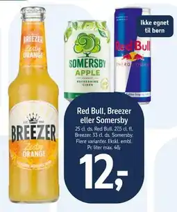 Føtex Red Bull, Breezer eller Somersby, DKK 12 tilbud