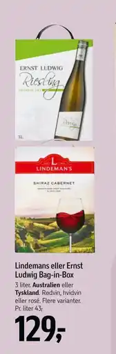 Føtex Lindemans eller Ernst Ludwig Bag-in-Box, DKK 129 tilbud