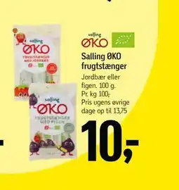 Føtex Salling ØKO frugtstænger, DKK 10 tilbud