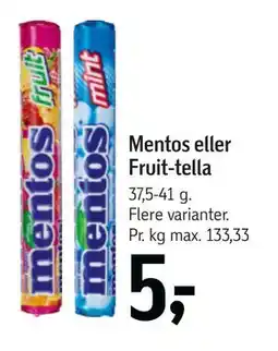Føtex Mentos eller Fruit-tella, DKK 5 tilbud