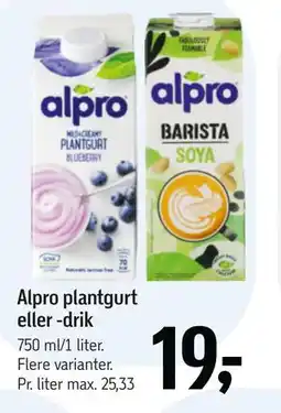 Føtex Alpro plantgurt eller -drik, DKK 19 tilbud