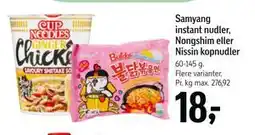 Føtex Samyang instant nudler, Nongshim eller Nissin kopnudler, DKK 18 tilbud