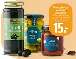 Føtex Oliven, oliventapenade eller pastasauce, DKK 15 tilbud