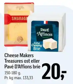Føtex Cheese Makers Treasures ost eller Pavé D’Affions brie, DKK 20 tilbud