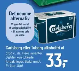 Føtex Carlsberg eller Tuborg alkoholfri øl, DKK 33 tilbud
