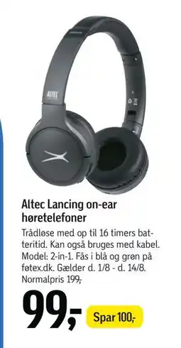 Føtex Altec Lancing on-ear høretelefoner, DKK 99 tilbud