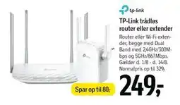 Føtex TP-Link trådløs router eller extender, DKK 249 tilbud