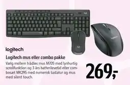 Føtex Logitech mus eller combo pakke, DKK 269 tilbud