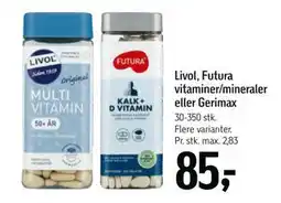 Føtex Livol, Futura vitaminer/mineraler eller Gerimax, DKK 85 tilbud