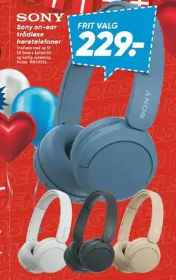 Bilka Sony on-ear trådløse høretelefoner, DKK 229 tilbud