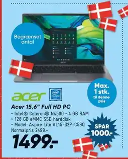 Bilka Acer 15,6 Full HD PC, DKK 1499 tilbud
