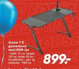 Bilka Game Y’S gamerbord med RGB-lys, DKK 899 tilbud