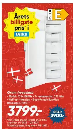 Bilka Gram fryseskab, DKK 3799 tilbud
