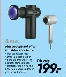 Bilka Massagepistol eller brushless hårtørrer, DKK 199 tilbud