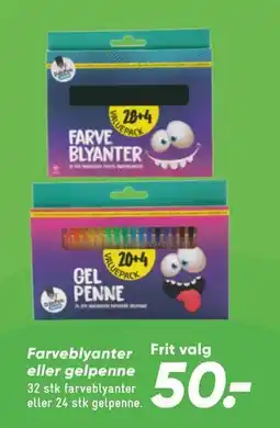 Bilka Farveblyanter eller gelpenne, DKK 50 tilbud