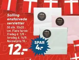 Bilka Salling ensfarvede servietter, DKK 12 tilbud