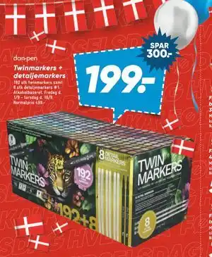 Bilka Twinmarkers + detaljemarkers, DKK 199 tilbud