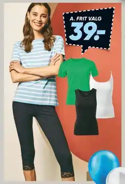 Bilka T-shirt, top, shorts eller caprileggings, DKK 39 tilbud