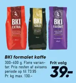 Bilka BKI formalet kaffe, DKK 39 tilbud