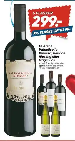 Bilka Le Arche Valpolicella Ripasso, Helfrich Riesling eller Magic Box, DKK 299 tilbud