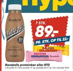Bilka Barebells proteinbar eller RTD, DKK 89 tilbud