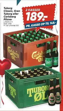 Bilka Tuborg Classic, Grøn Tuborg eller Carlsberg Pilsner, DKK 189 tilbud