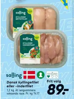 Bilka Dansk kyllingefilet eller -inderfilet, DKK 89 tilbud