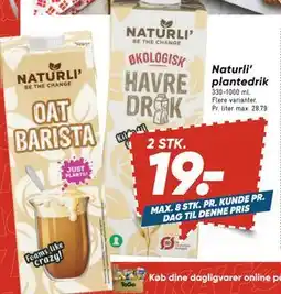 Bilka Naturli’ plantedrik, DKK 19 tilbud