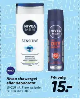 Bilka Nivea showergel eller deodorant, DKK 15 tilbud