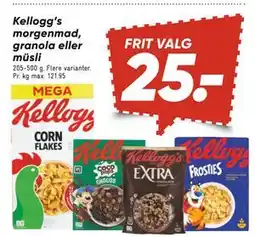 Bilka Kellogg’s morgenmad, granola eller müsli, DKK 25 tilbud