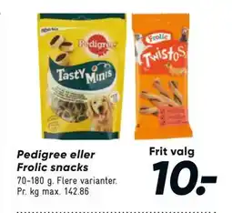 Bilka Pedigree eller Frolic snacks, DKK 10 tilbud